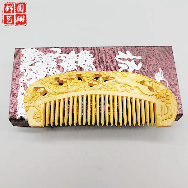 Carved Taihang Thuja Sutchuenensis Comb Creative Comb Anti-Static Massage Comb Hair Care Comb With Gift Box Crafts