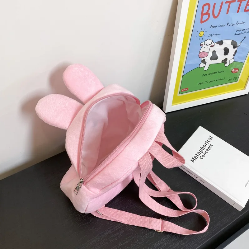 New Plush Backpack With Stunning Facial Expressions Pink Rabbit Backpack Large Capacity High School Student Backpack