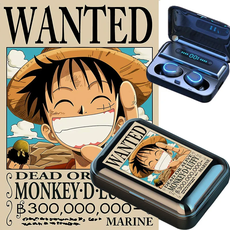 

One Piece Bluetooth Headphones Wireless Earbuds Waterproof Noise Cancellation Breathing Light Cartoon Monkey D. Luffy Gift