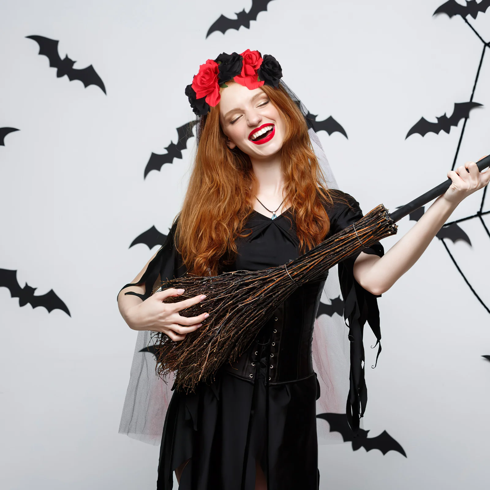 

Повязка на голову для вечеринки в честь Хэллоуина, премиум-класса из розовой пряжи, аксессуар для волос в европейском стиле, головной убор для косплея, вуаль для фестиваля духов, декоративные волосы