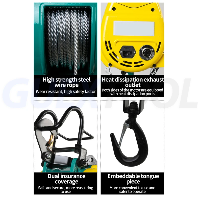 220V Small Electric Crane Household Wire Controlled Lifting Motor Hoist Electric Winch Hoist Air Conditioning Lifting Winch