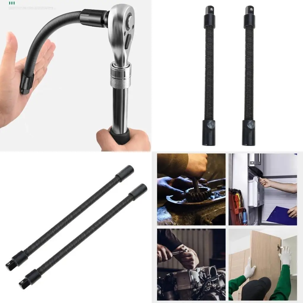 R9UF 2Pack Electric Drill Screwdriver Bit Flexible Hose Cardan Shaft Connection Metal Extension Rod Link Tool Bendable