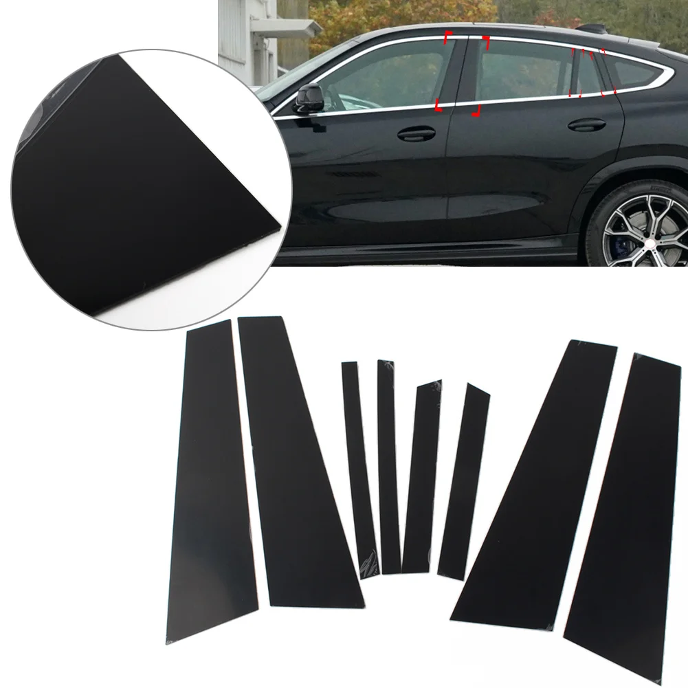 

8 Pcs X6 Car Door Window Column B C Pillars Posts Decorative Trims For BMW X6 G06 2020-2021 Glossy Black