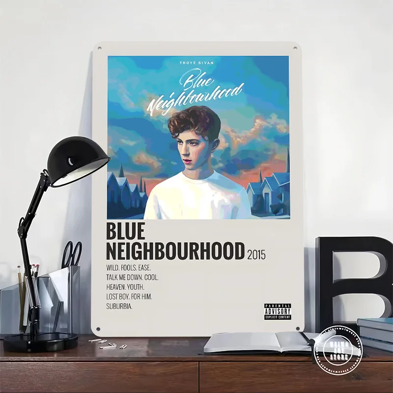 Troye Sivan - Blue Neighbourhood Album Tinplate Poster Custom Wall Art Vintage Metal Signs Retro Tin Plaque for Office Decor