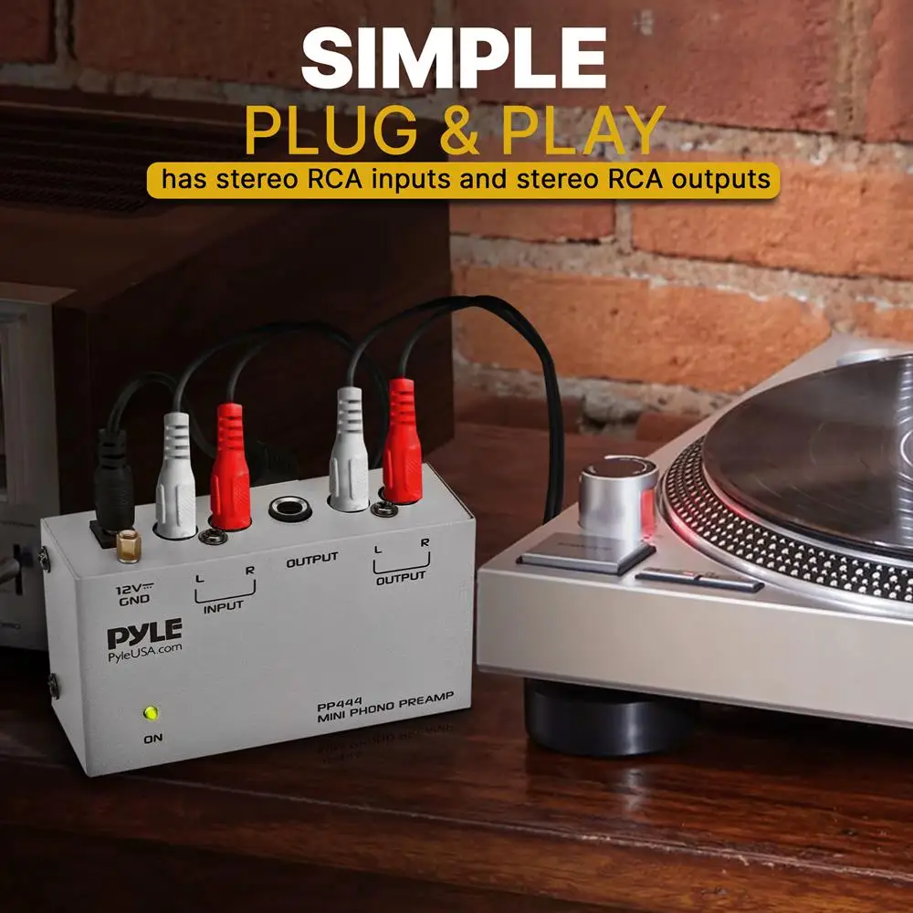 Ultra Compact Phono Preamp, Mini Turntable Preamp for Audio, Guitar & Microphone, RCA Input/Output