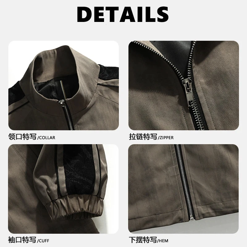 Conjunto de roupas esportivas casuais masculinas retrô para primavera e outono, jaqueta moderna de alta qualidade e calças de duas peças com bloqueio de cores