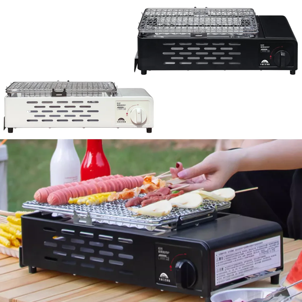 

Portable Outdoor Cassette Stove, Household Picnic Dual Purpose Gas Barbecue, Gas Stove with Barbecue Griddle
