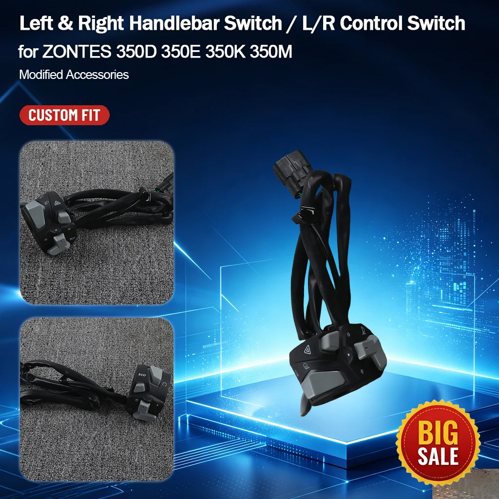 Motorcycle Handlebar Switch for ZONTES 350D/E/K/M Scooter Ignition Start Horn Passing Light Control Buttons Replacement Accessor