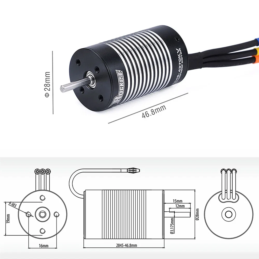 Rocket 2845 Waterproof Brushless Sensorless Motor w/35A ESC for 1/12 1/14 RC Car Wltoys 144001 12428 Traxxas HSP Road Robot Dron