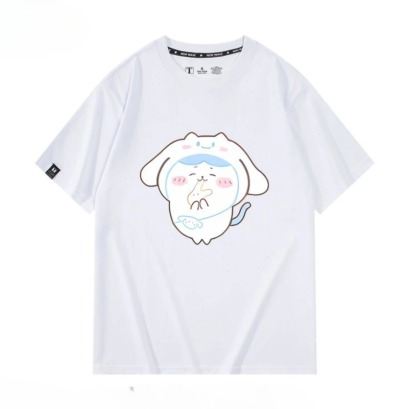 Chiikawa Cinnamonroll Graphic T Shirt Unisex Cotton Loose Kawaii Couple Anime Casual Short Sleeve Tops