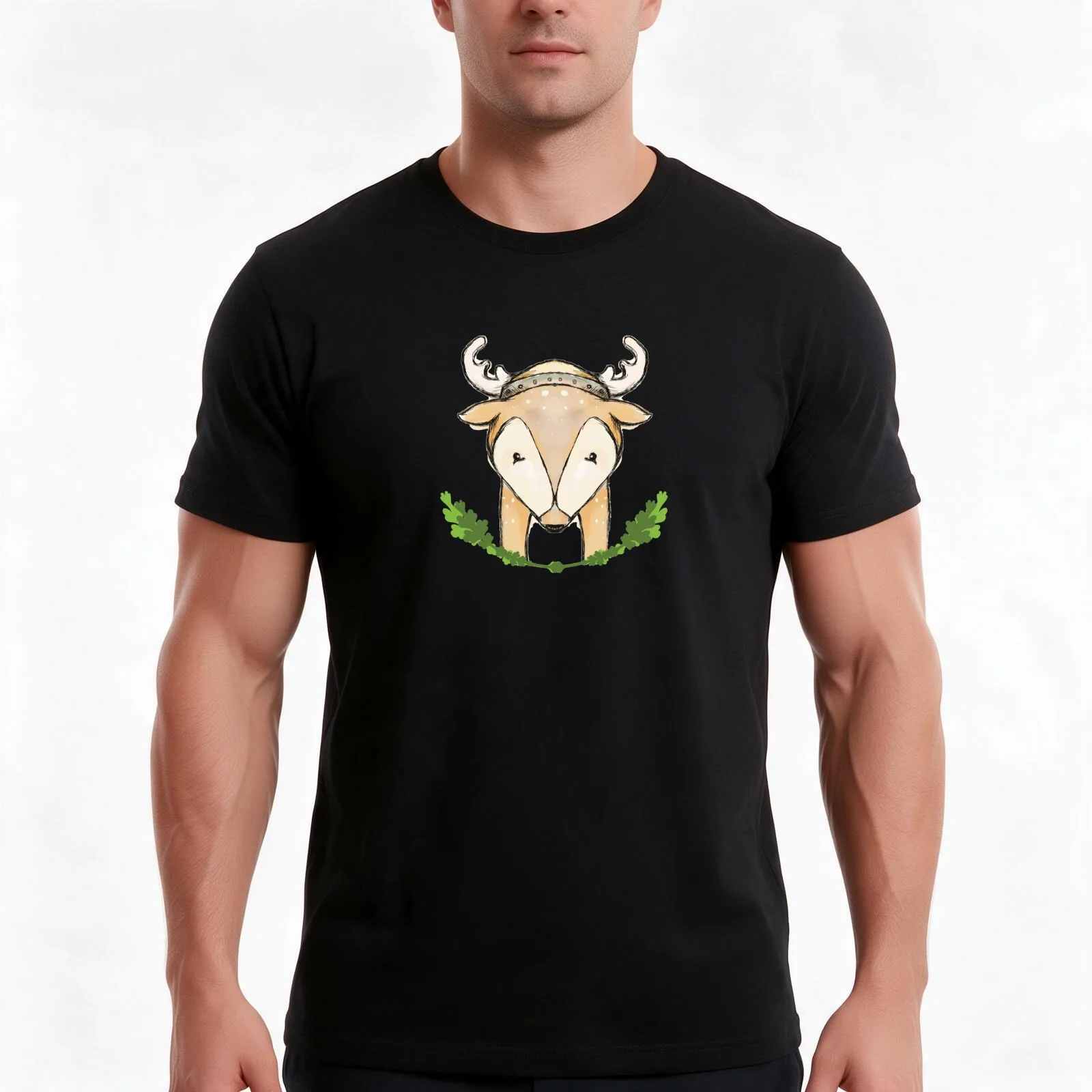 Viking Deer Onesie and Toddler Shirt T-Shirt, Summer Casual Cotton Tee, Oversized Streetwear Tops, Vintage Graphic Print