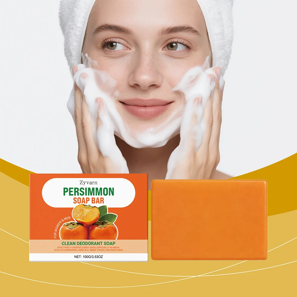 Persimmon Soap 100g Eliminates Odors Oil Control Refreshing Soft Smooth Professional Skin Cleaning Dirt Remover Wash Soap Bar