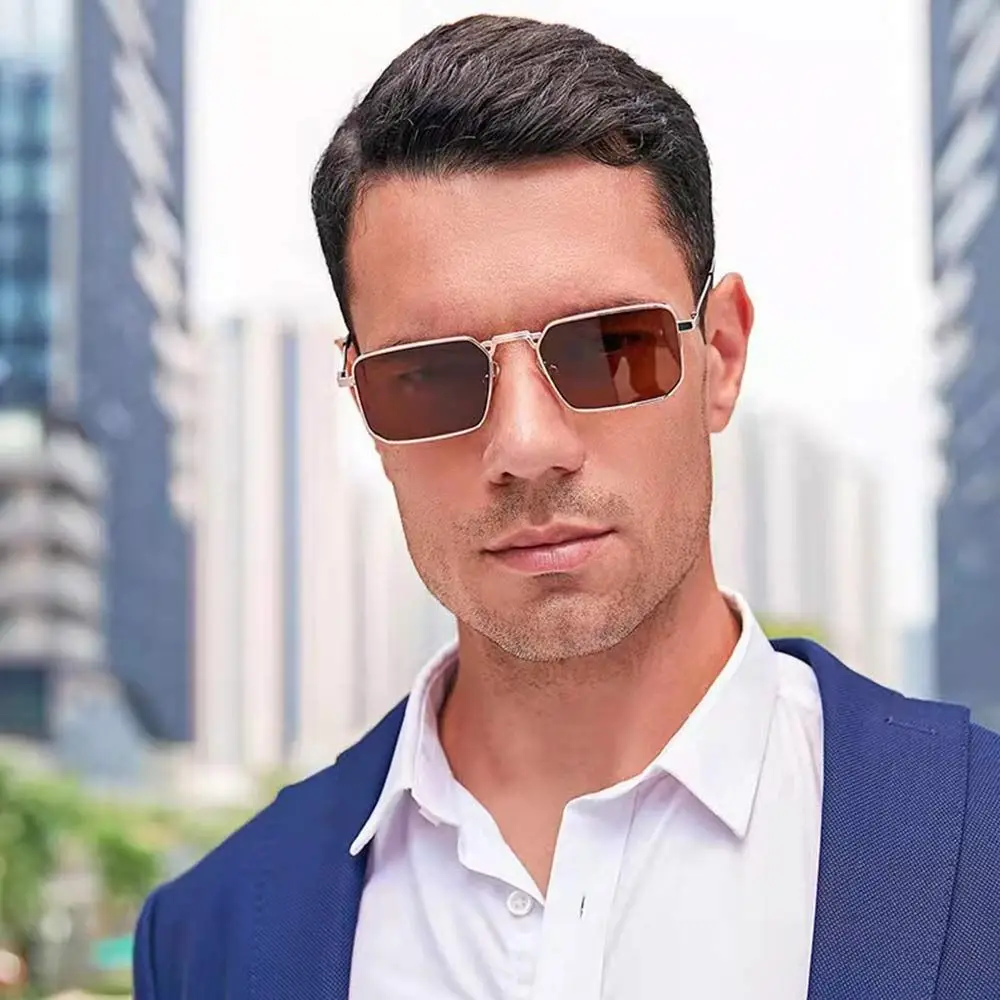 

Retro Rectangle Sunglasses for Women Men, High-Quality Metal Frame Punk Sun Glasses Vintage Travel Shades UV400 Protection