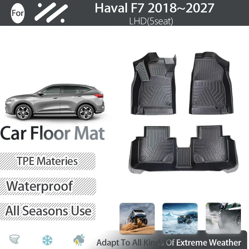 Car Floor Mats For Great Wall Haval F7 F7x 2018-2027 Dirt-resistant Rug Left Hand Dand Pad Foot Covers Full Set Auto Accessories