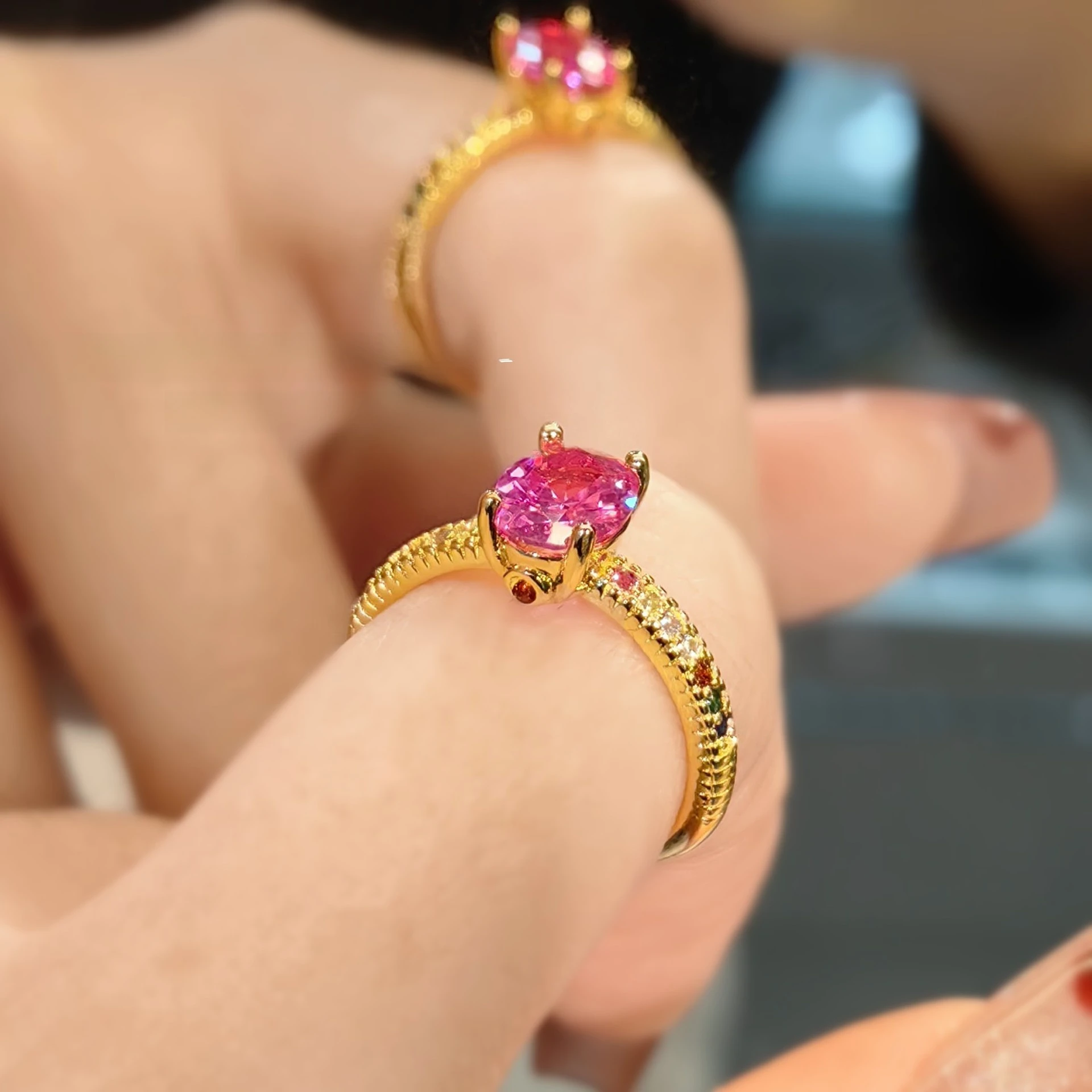 Magenta Diamond 925 Sterling Silber Verlobungsring - Modischer und Eleganter Schmuck für Damenpartys – Detail 5