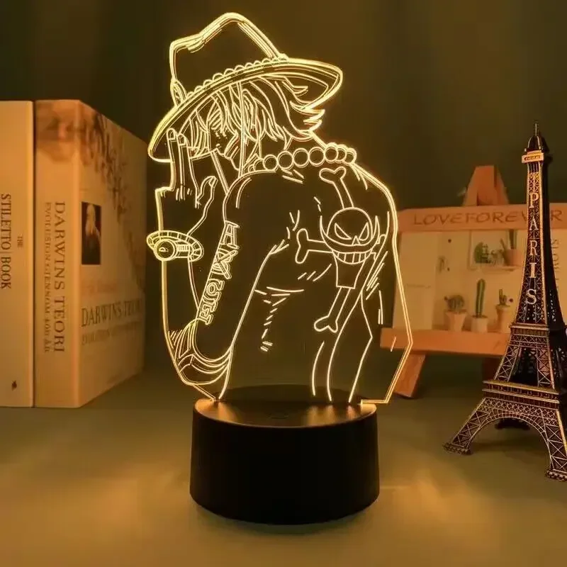 Kreskówka jednoczęściowa lampa Luffy Zoro 3D figurka Anime do wystroju domu dziecięca lampka lampa biurkowa na prezent urodzinowy dla dzieci figurka