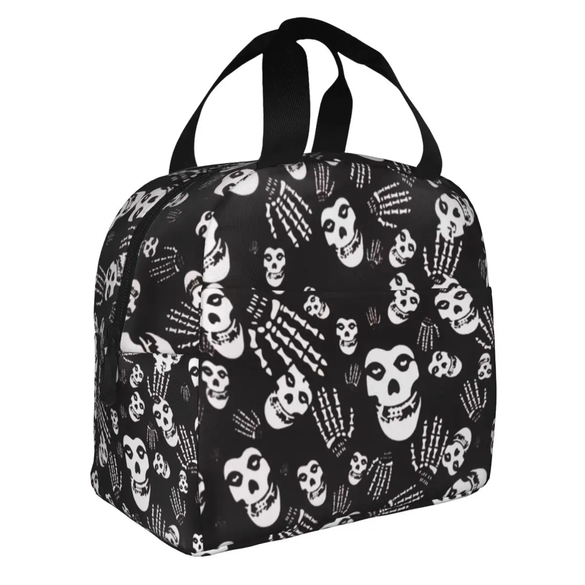 Custom Misfits Skulls Thermal Insulated Lunch Bag Women Portable Lunch Tote for Work School Travel Multifunction Food Box