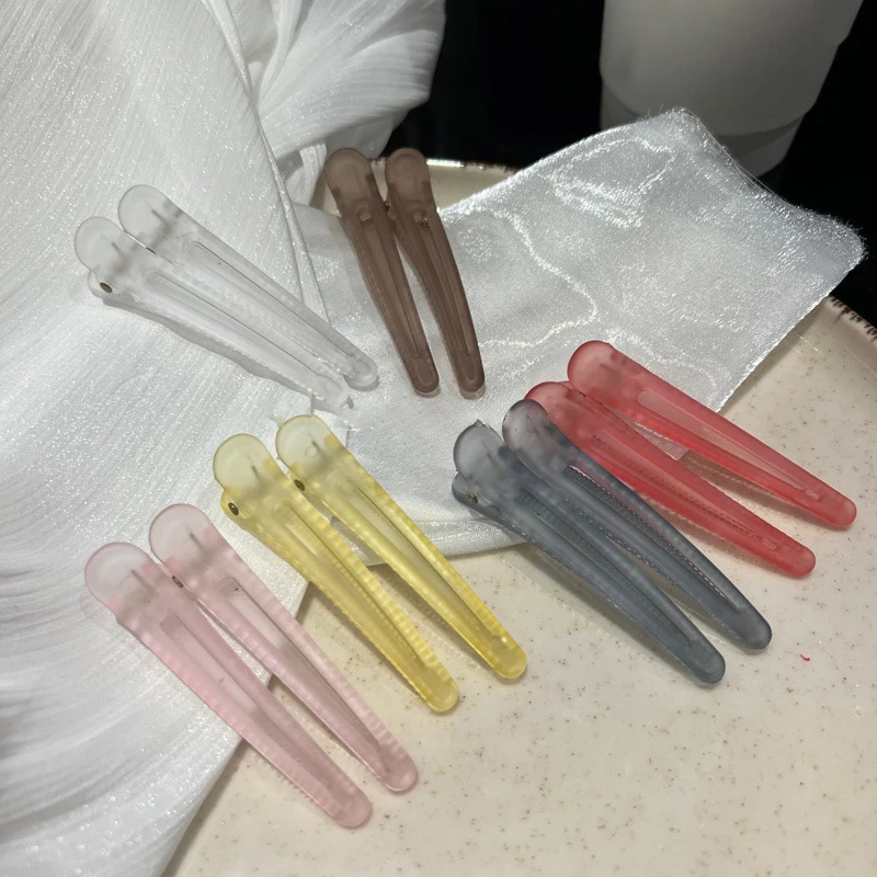 

2PCS Frosted Duckbill Clip Colorful Fix Hair Hairpins Fashion Bangs Clip Hairdressing Hairpins Barrettes Headwear Accessories