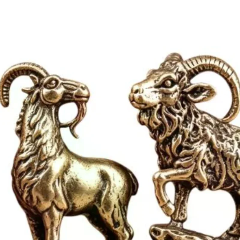Mini Vintage Zinc Alloy Goat Figurine Rustproof Retro Animal Statue for Living Room Shelf Home Desktop Decor Gift