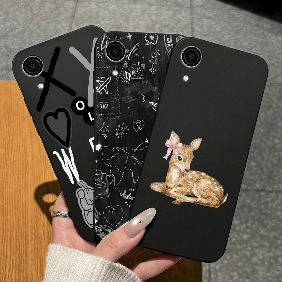 Funda mate para teléfono Samsung Galaxy A03 Core A03 A03s, Funda con diseño de ciervo, carcasa negra para Samsung A03, Funda A03Core