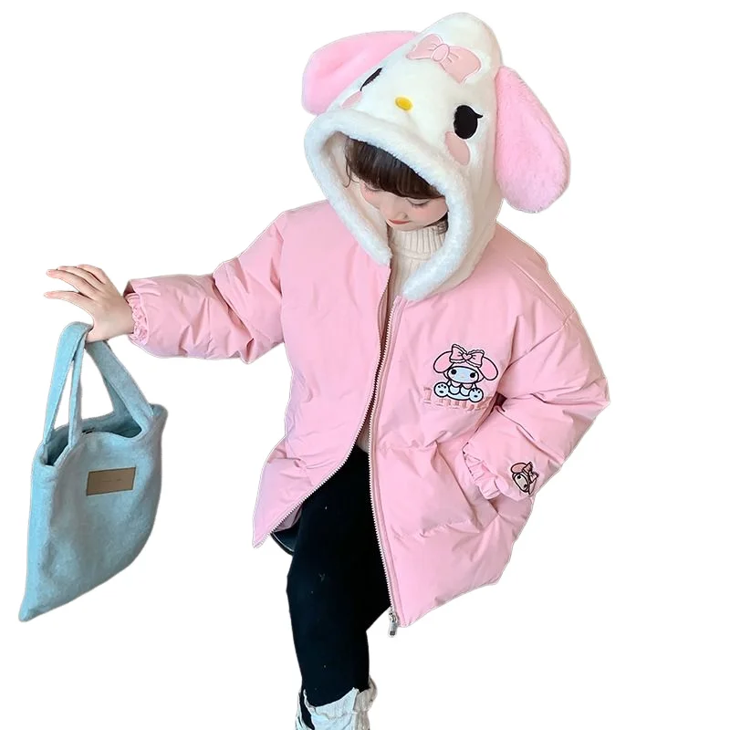 Cinnamoroll Girl Cotton Clothes Winter Clothes Sanrios New Anime Keep Warm Kawaii Child Cotton Thicken Coat Hooded Jacket