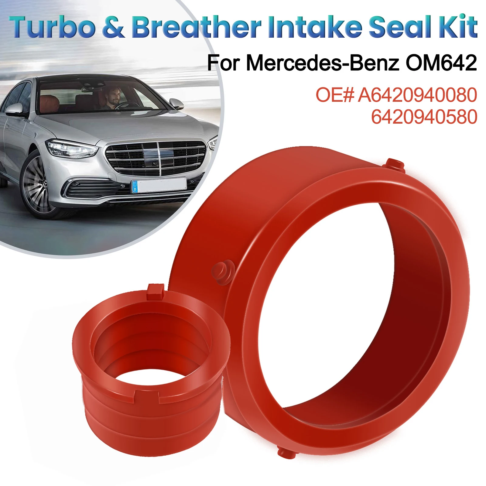 2 Pcs/Set Car Turbo & Breather Intake Seal Kit For Mercedes Benz E320 E350 OM642 CDI CRD OE# A6420940080 A6420940580 Sealing Set