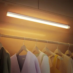 PIR Motion Wireless LED Wardrobe Night Light 10/20/30/50CM USB Type C Rechargeable LED Cabinet Light Warm White LED Light Bar