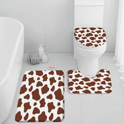 Cow Pattern Colorful Bath Mat Set Black Yellow Red Pink Bathroom Decor Modern Minimalist Flannel Home Carpet Toilet Seat Cover