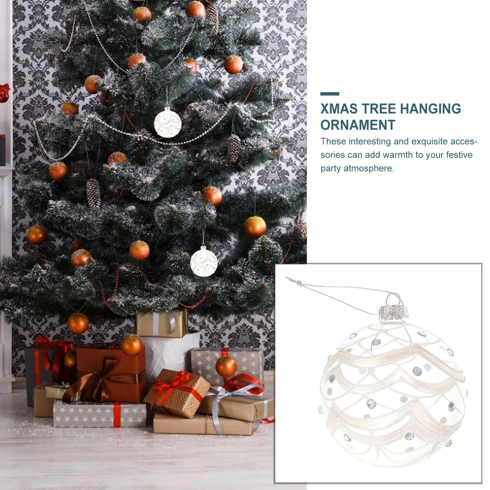 

1Pcs Christmas Balls Creative Xmas Tree Pendant Hanging Decor Exquisite Glass Ornament Perfect Holiday Gift Christmas Balls