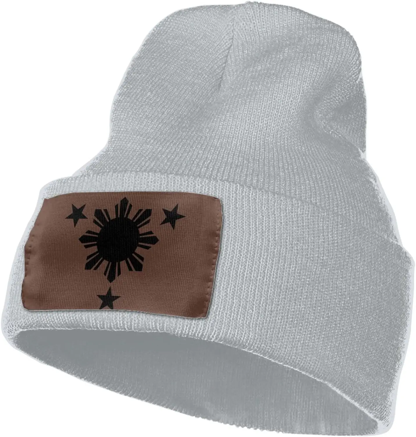 Tribal Philippines Filipino Sun & Stars Mens Hat Stocking Beanie Hedging Knit Warm Cap Gray, One Size