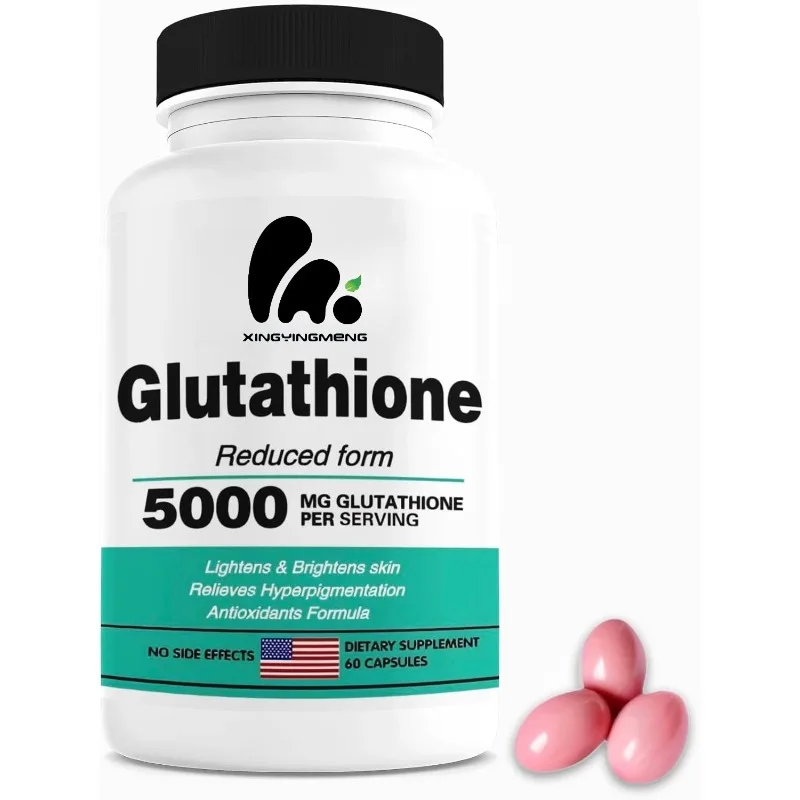 Glutathione soft capsules contain collagen, vitamins, rosehip, ALA for skin health, anti-aging, immunity, and liver cleansing