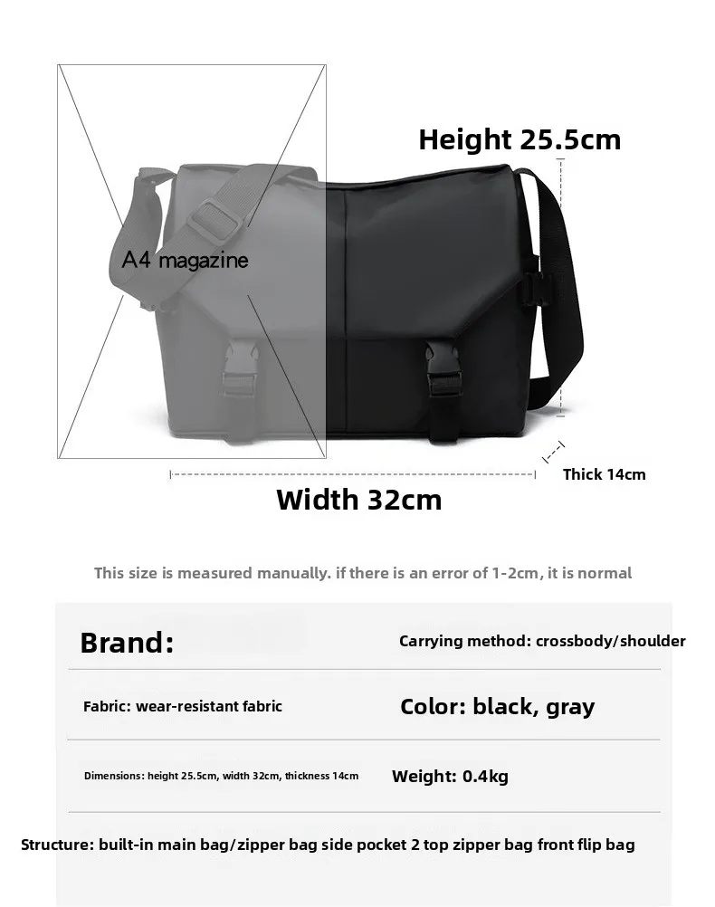 New Men's Single-shoulder Bag, Casual and Fashionable Crossbody Bag, Multi-functional Waterproof Large-capacity Crossbody Bag