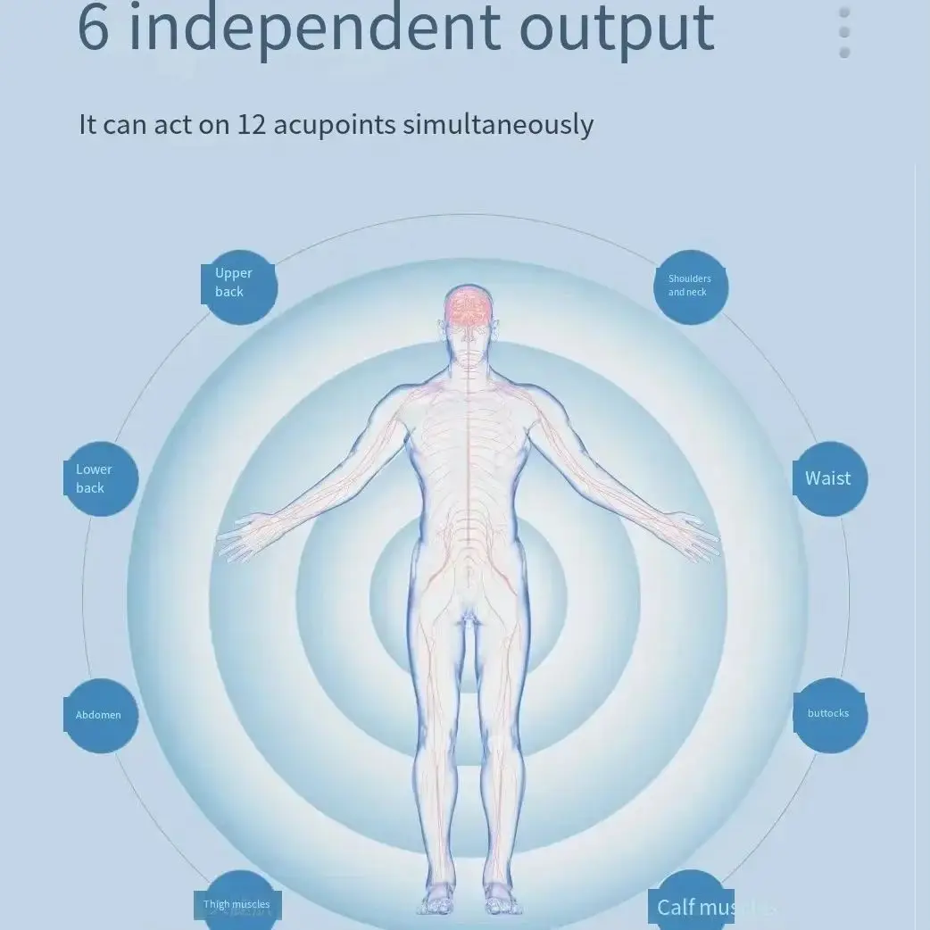 6-Channel Output Microcurrent Pulse Massager Electroacupuncture Therapy Unit Muscle Stimulator TENS Relieves Muscle Pain
