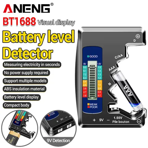 Portable Battery Capacity Indicator ANENG BT1688 Multifunctional 1.5V 9V Capacity Check Detector Battery Voltage Meter Tools