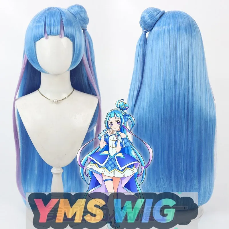 

[YMS WIG] Парик для косплея Pretty Cure Aokaze Nana, имитация кожи головы, съемные пучки для волос