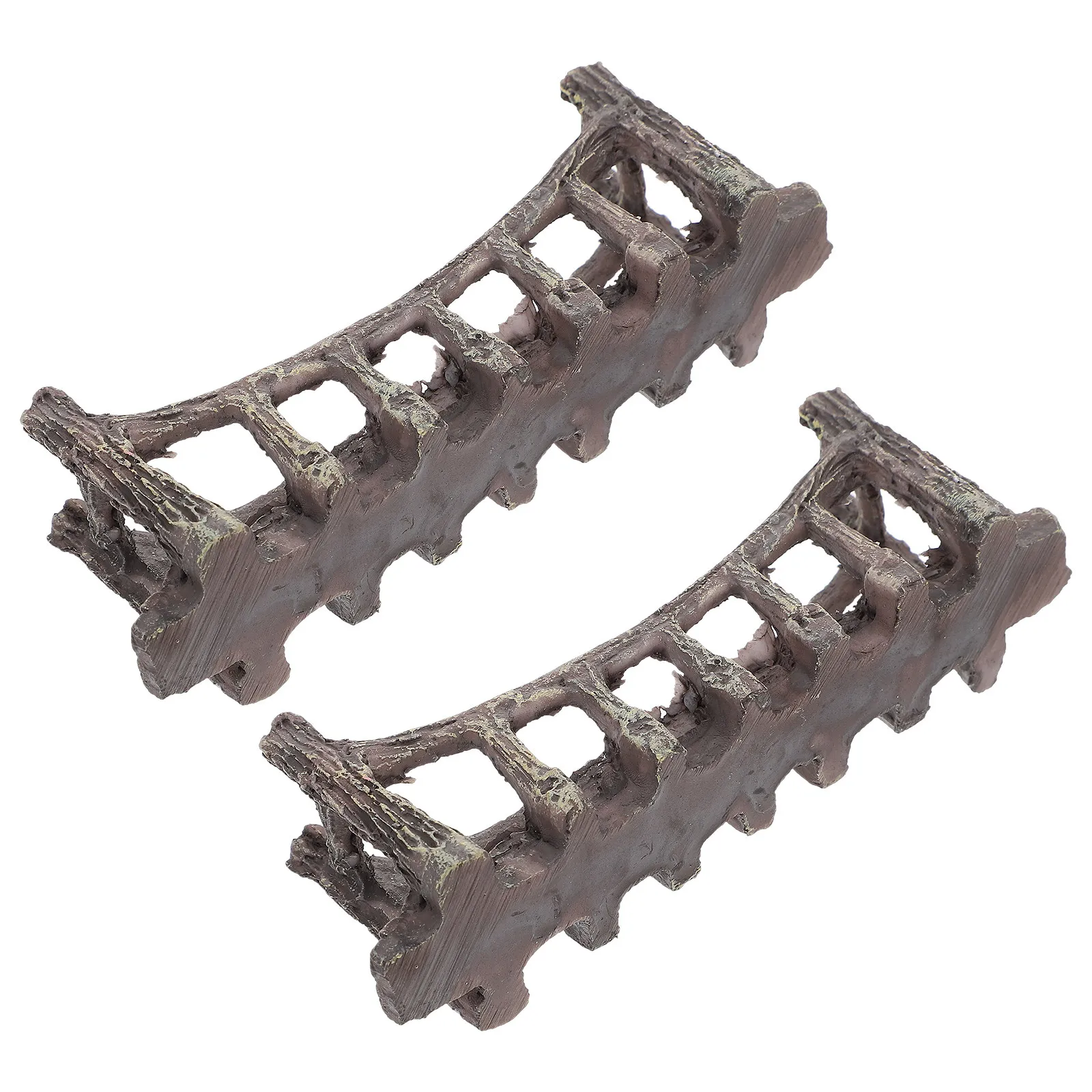 2Pcs Simulation Bridge Aquarium Decoration Resin Craft Decorative Artificial Bridge Ornament Fish Tank Resin Craft Decoration