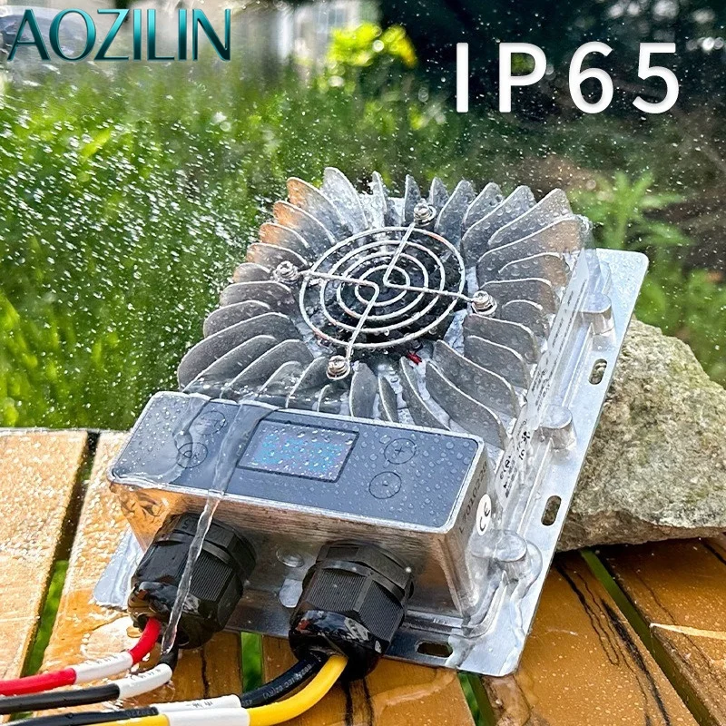 AOZILIN 600W Off-Grid Step Down MPPT Solar Controller, 10-30V Adjustable PV Regulator with Display for Lithium Battery System
