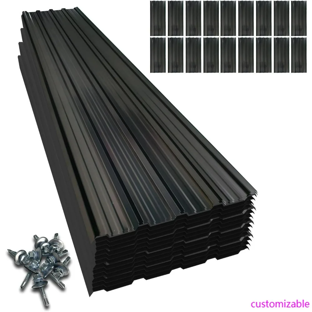 

Galvanized Steel Roofing Panels, 18 Pieces, 42.52 Length x 17.72 Width, Corrugated Metal Roof Panels with Screw-Resistant Surfac