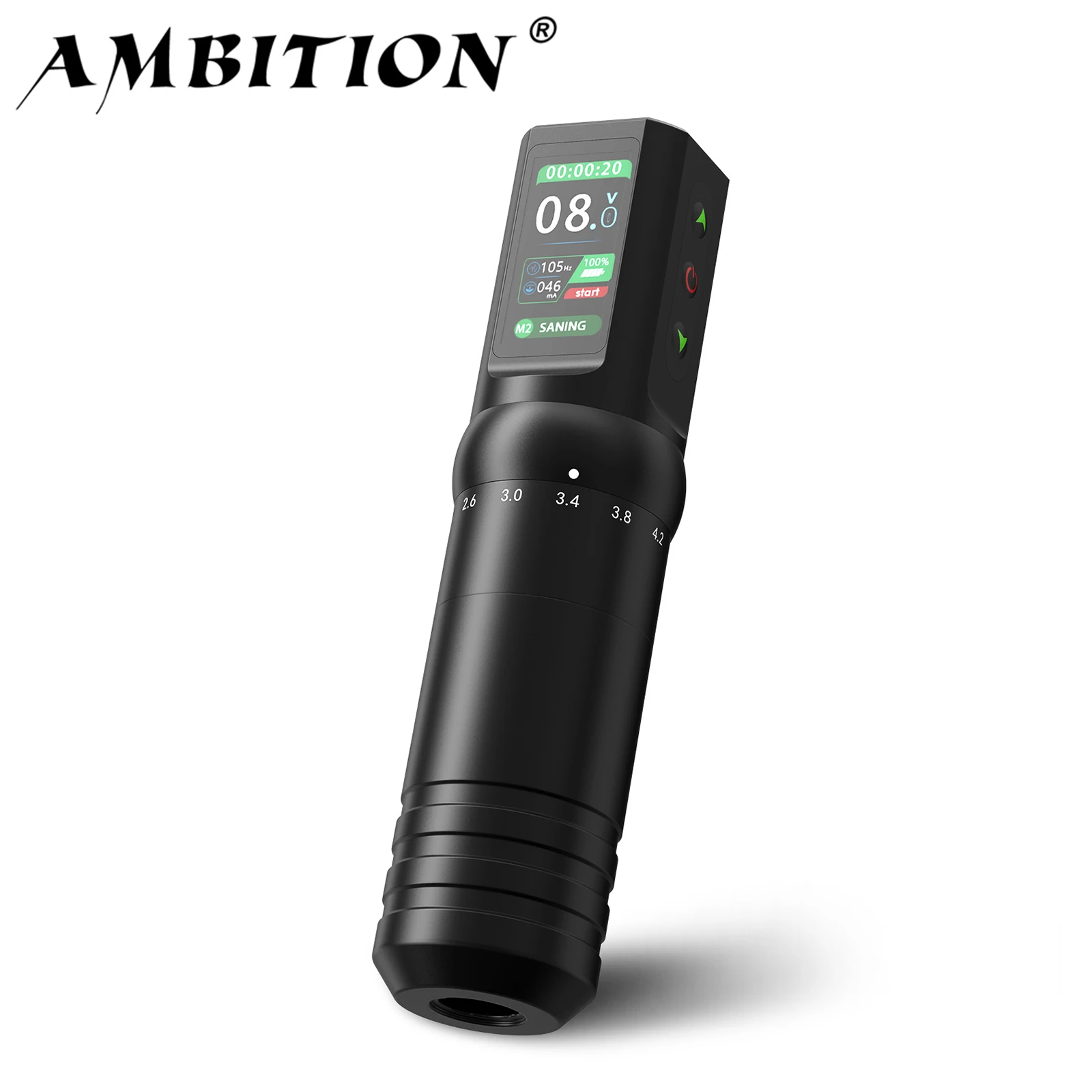 Ambition Flash 2.0-4.2mm Adjustable Stroke 7 Types Wireless Tattoo Machine Pen Battery 1600mAh Professional Rotary Tattoo Gun