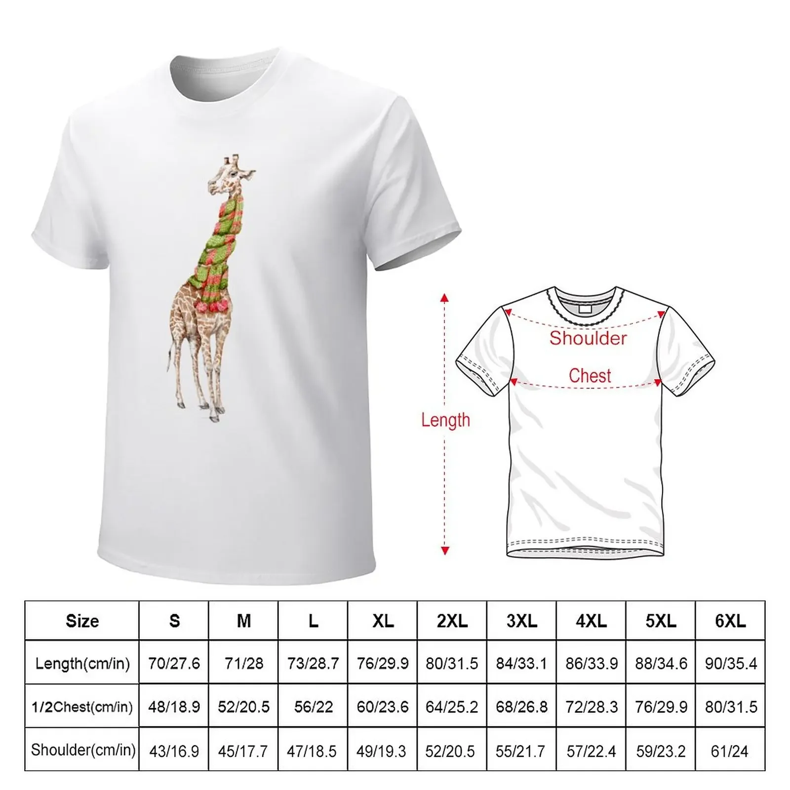 Giraffe in a Scarf T-Shirt vintage clothes Aesthetic clothing mens t shirts casual stylish