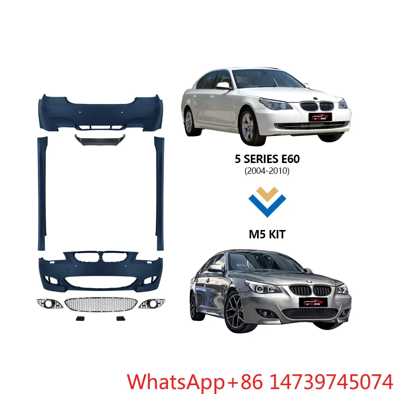 2004-2010 E60 5 Series M Power M5 Style Body Kit, Front Bumper Full Exterior Upgrade Conversion Accessories