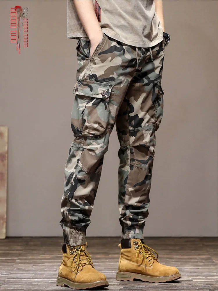 

Мужские легкие рабочие брюки-карго свободного кроя в стиле casual, прямые, эластичные, камуфляжные, для весны и осени