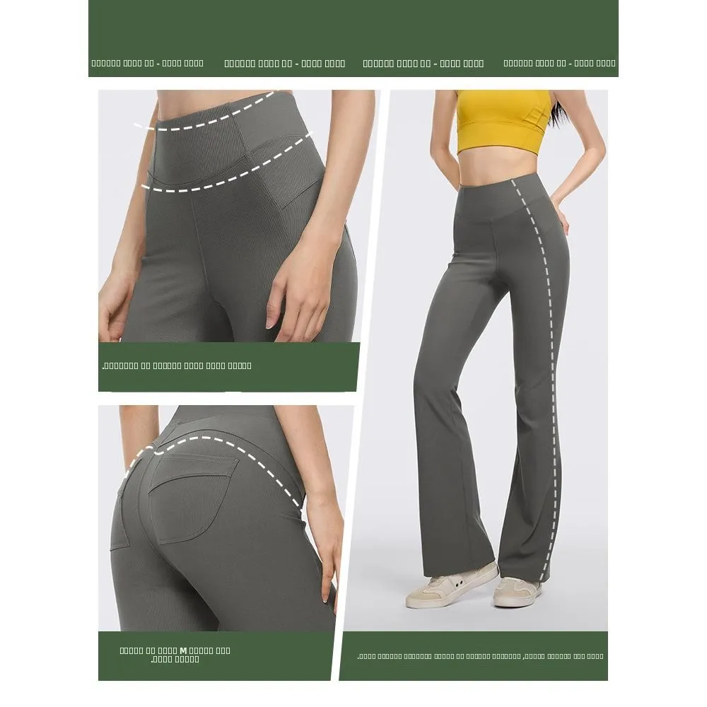 Pantalones de Yoga para Mujer Banana Le, Ajuste Holgado, Secado Rápido, a la Moda, Casuales, Protección Solar, Leggings Ajustados, Pantalones Largos de Nailon y Elastano