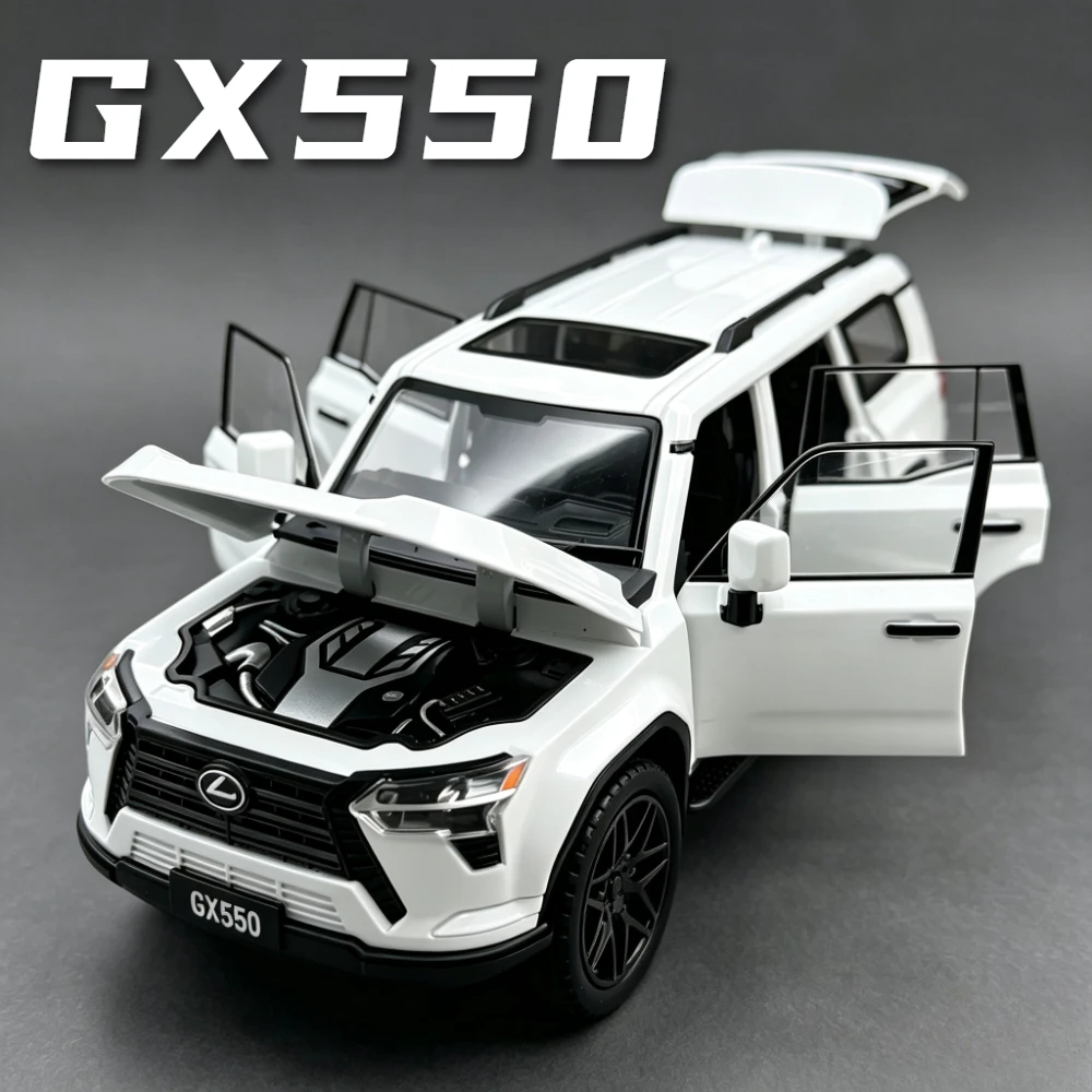 1:24 GX550 LX570 Model Toy Car Alloy Diecast Sound Light Models All-Terrain Shock Absorption Vehicle Toys Home Decor Decoration