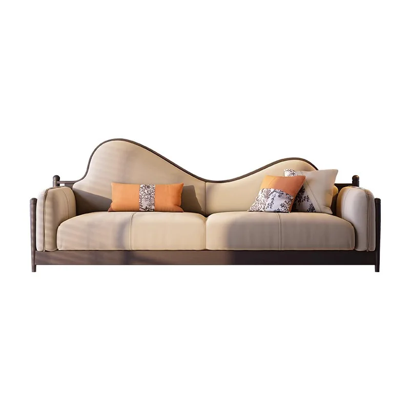 

American light luxury fabric sofa modern simple t style multi-person combination living room French retro flannel single chair