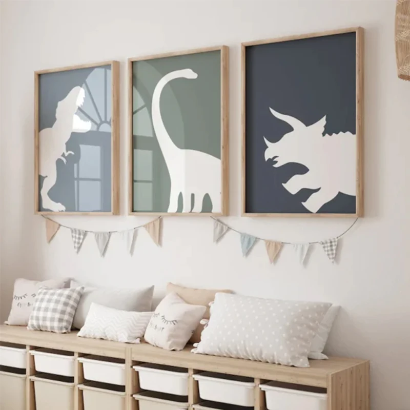 Wohnungsdekoration Tyrannosaurus Rex Poster Leinwandbild Innendekoration Kinderzimmer Dinosaurier Triceratops Wohnzimmer