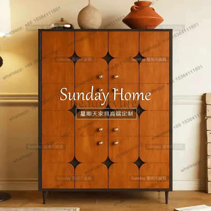 Factory Direct Medieval Contrast Color Living Room Large Capacity Locker Modern Simple Edge Cabinet
