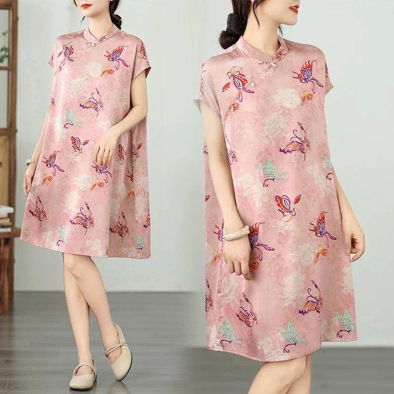 

Новая китайская двухсторонняя вышитая юбка с воротником-стойкой Dr, утягивающая женская юбка, новинка лета Faion, свободная посадка для поездок на работу