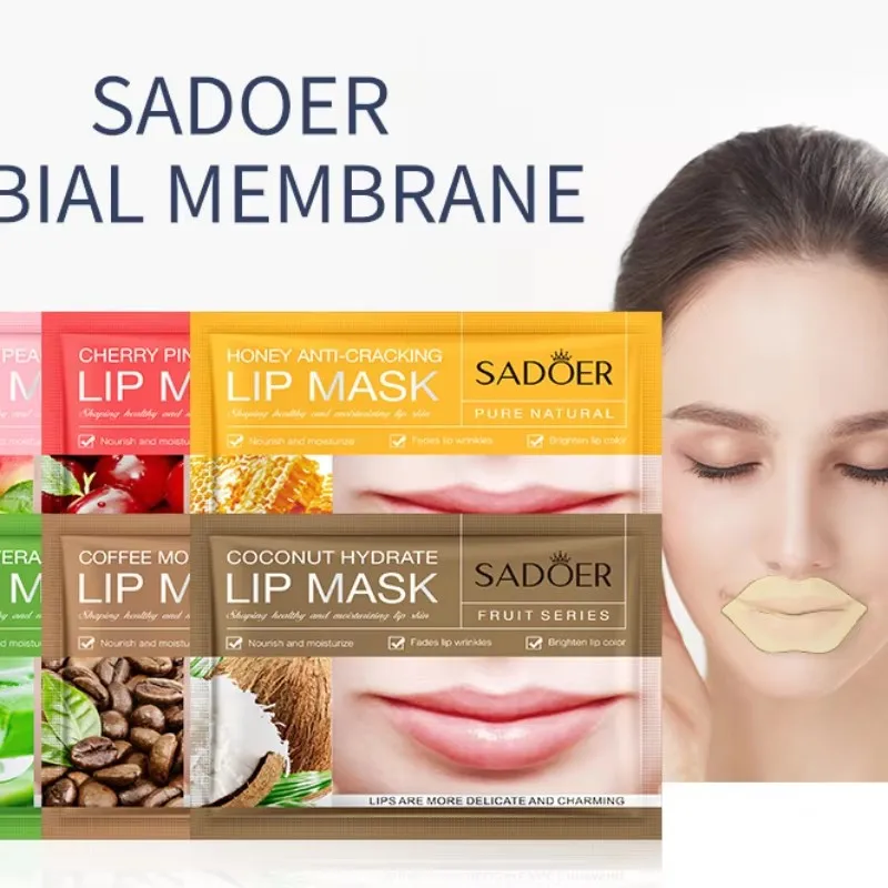 

10pcs SADOER Fruits Moisturizing Lip Mask Lips Skin Care Nourishing Hydrating Crystal Collagen Gel Lip Patches Lips Plumper