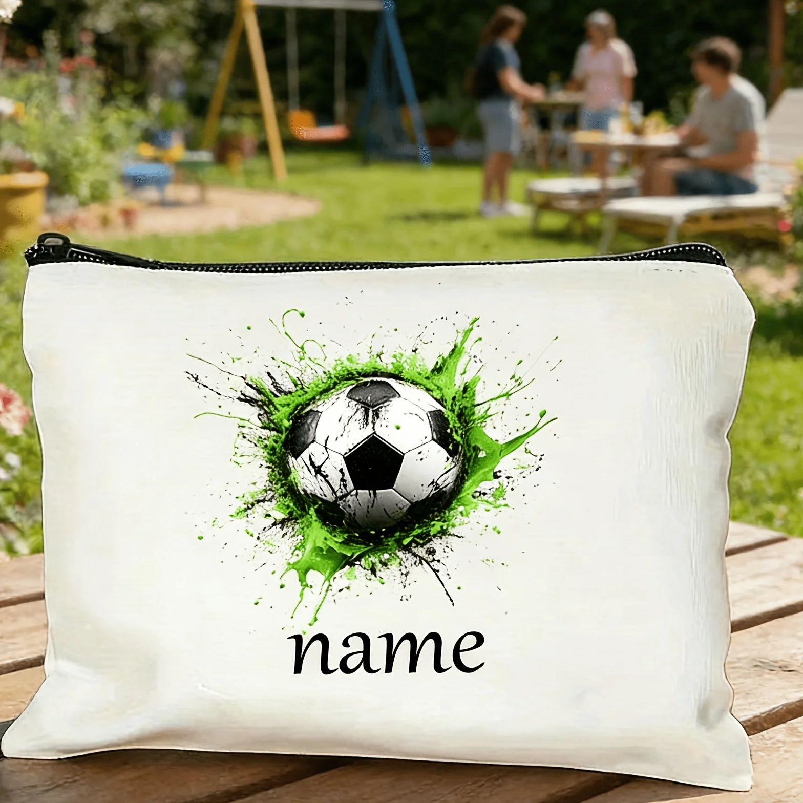 

Personalized Name Makeup Bag, Full of Brazilian Football Atmosphere! National Flag Football Theme Printed Cosmetic Bag Gifts